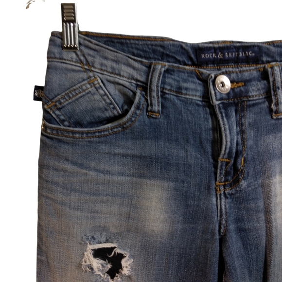 Rock & Republic indee jeans womens size 2 blue distressed denim stretch - Picture 3 of 10